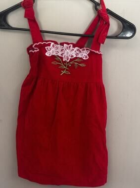 Vintage 70s 80s JC Penney Red Velvet Christmas Jumper Dress Girls 5- Heirloom